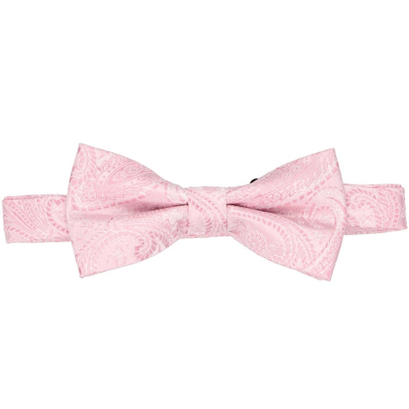 tiemart Pre-Tied Adjustable Band Collar Bow Tie (Pale Pink Clara Paisley) - Image 3
